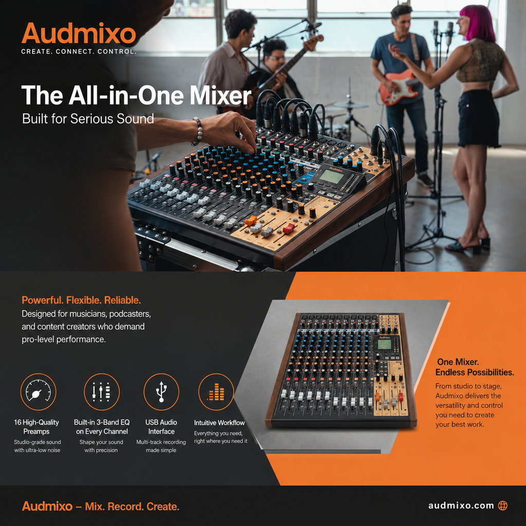 Model 16 16-Track Analog Mixer with Digital Recorder & USB Audio Interface