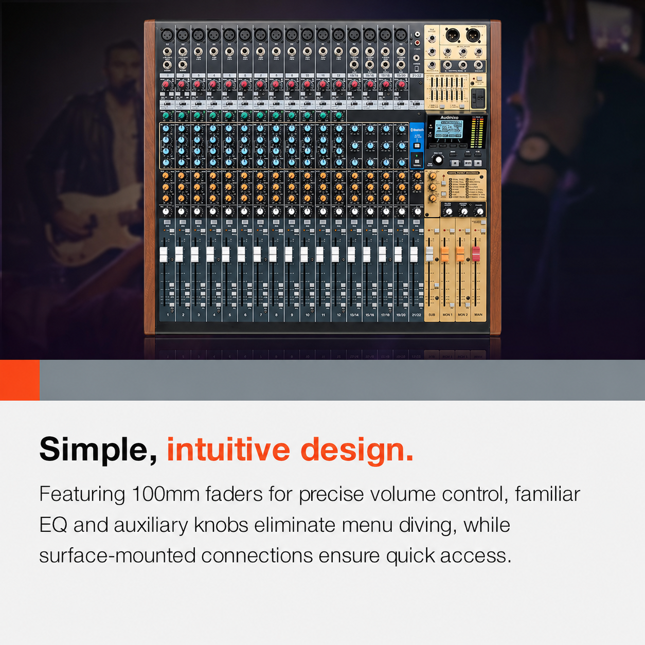 24-Track Professional Analog Mixer with USB Audio Interface & Multi-Track Recording