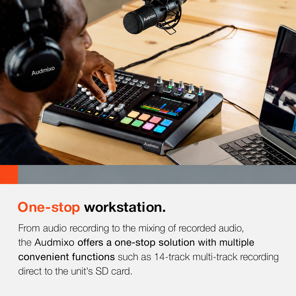 Mixcast 4 Podcast Production Studio with Mixer, Recorder & USB Audio Interface