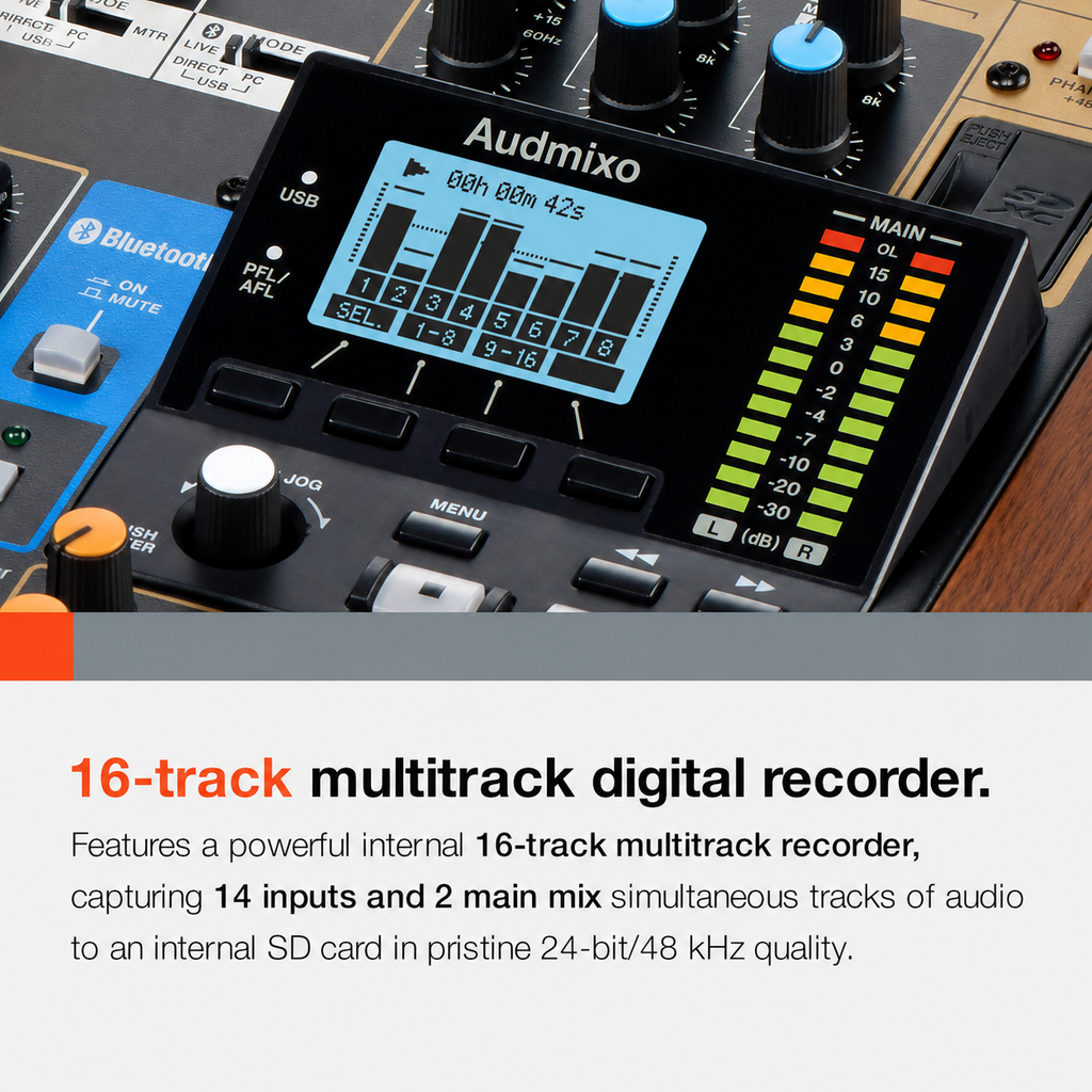 Model 16 16-Track Analog Mixer with Digital Recorder & USB Audio Interface