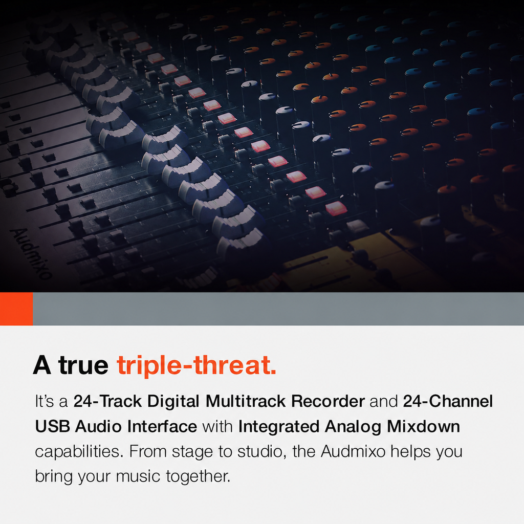 24-Track Professional Analog Mixer with USB Audio Interface & Multi-Track Recording