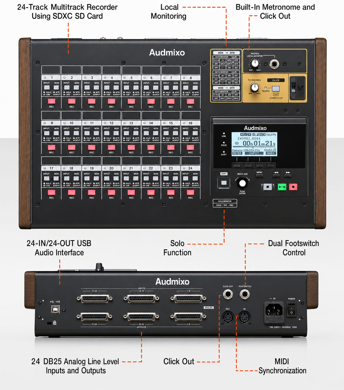 Studio Bridge 24-Channel Multitrack Recorder & USB Audio Interface with MIDI